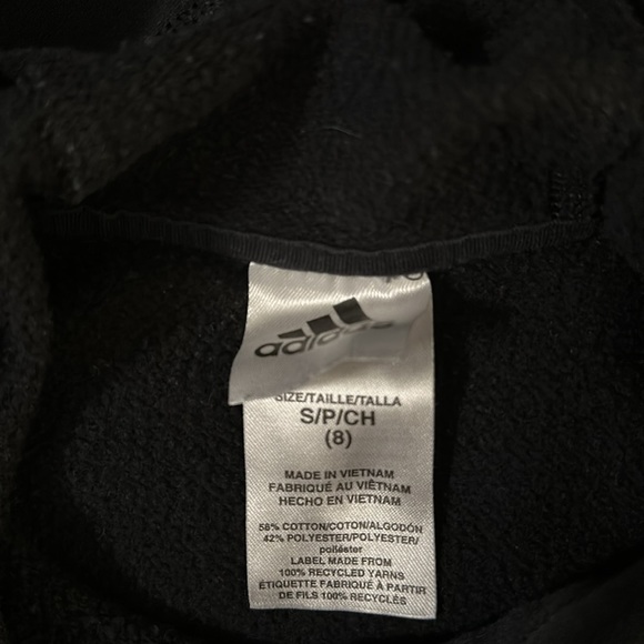 Adidas boys size small (8) black/white/gray color block hooded sweatshirt - Picture 3 of 3